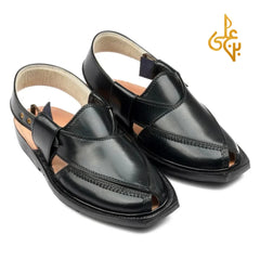 Handmade Black Quetta Norozi Leather Chappal