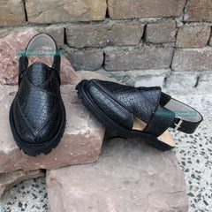 Handmade Black Suede Norozi Chappal With Single Sole